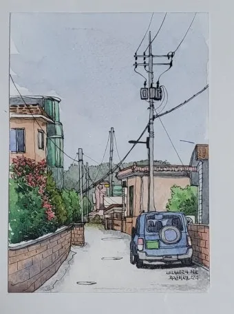 아크릴물감으로 어반스케치 그리기 파주 프로방스 카페로즈에서_10