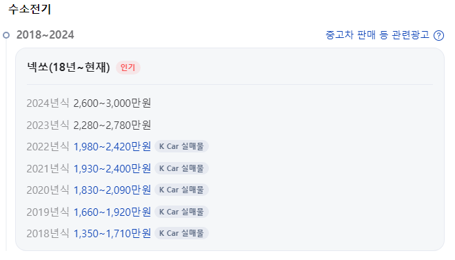 2024 현대 넥쏘의 가격