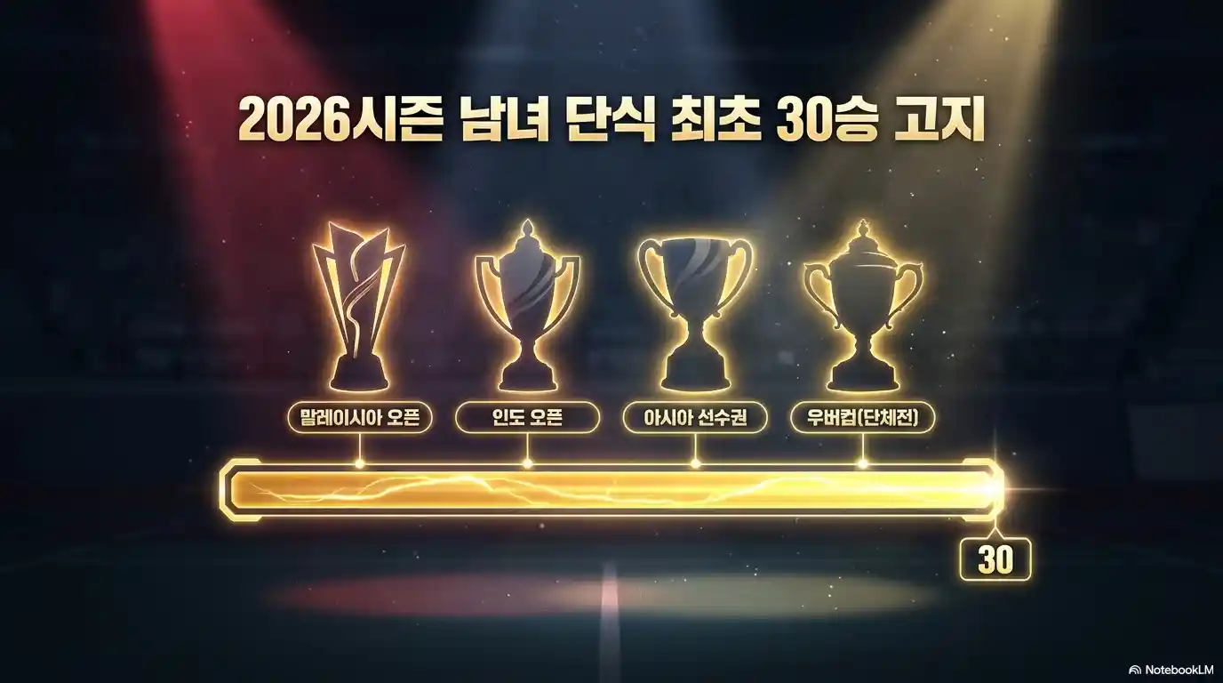 안세영 2026 시즌 우승 4회 말레이시아 인도 오픈 아시아선수권 우버컵 - 남녀 단식 최초 30승