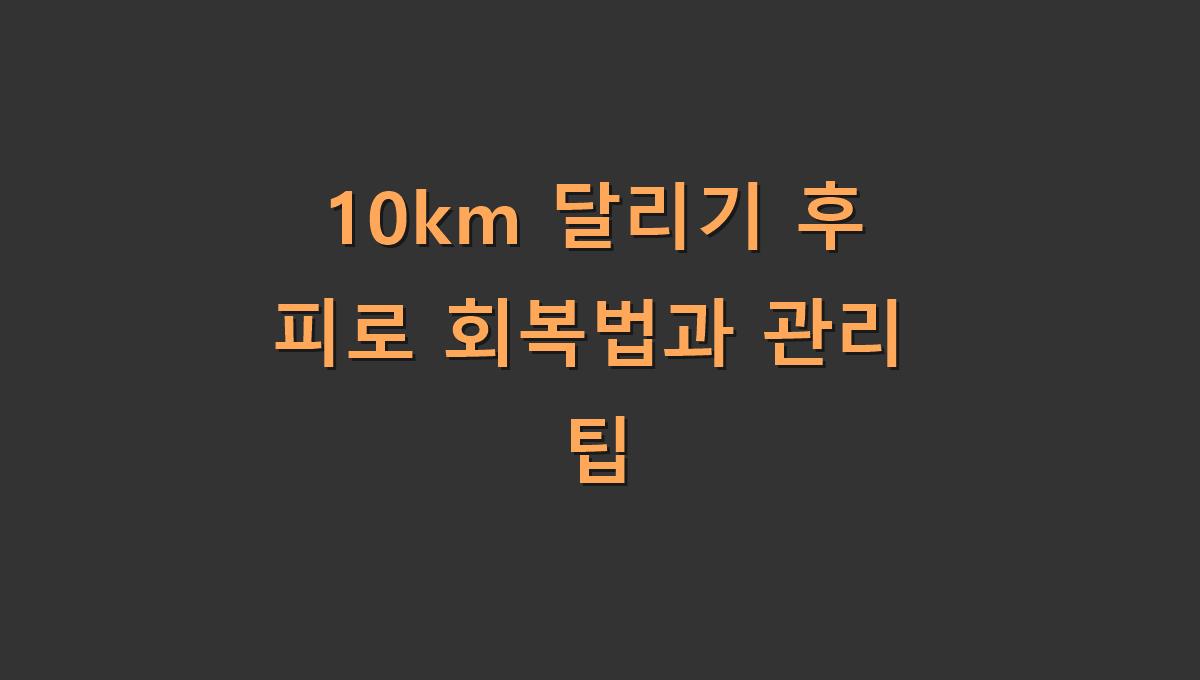 10km 달리기 후 피로 회복법과 관리 팁