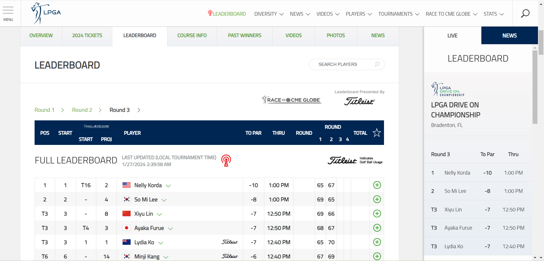 lpga.com 실시간 스코어