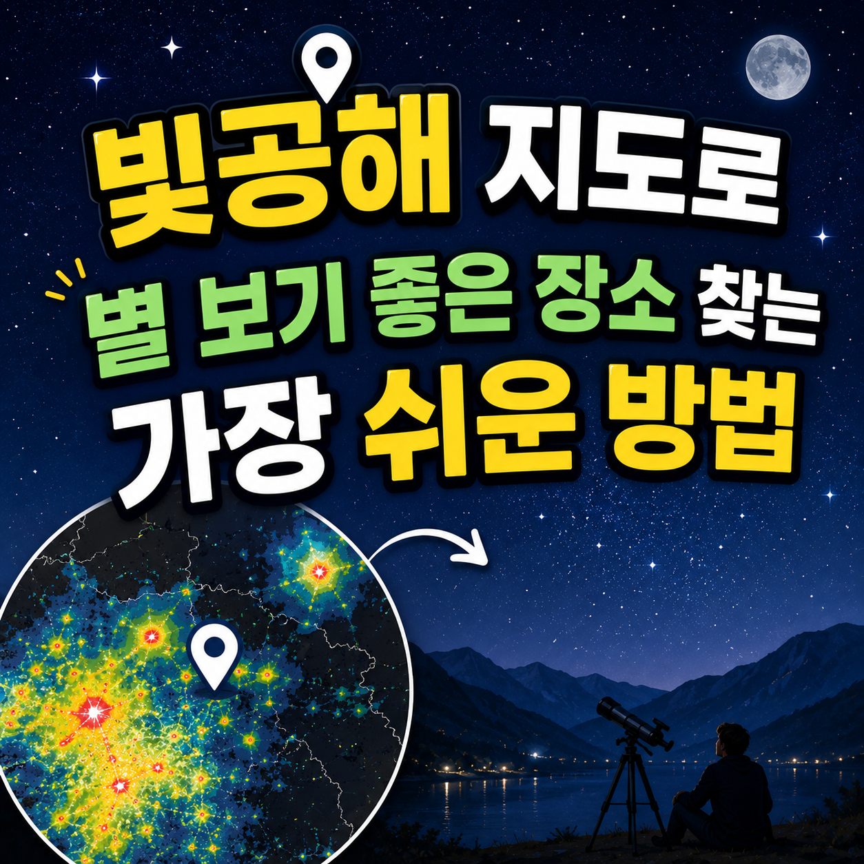 빛공해 지도로 별 보기 좋은 장소 찾는 법
