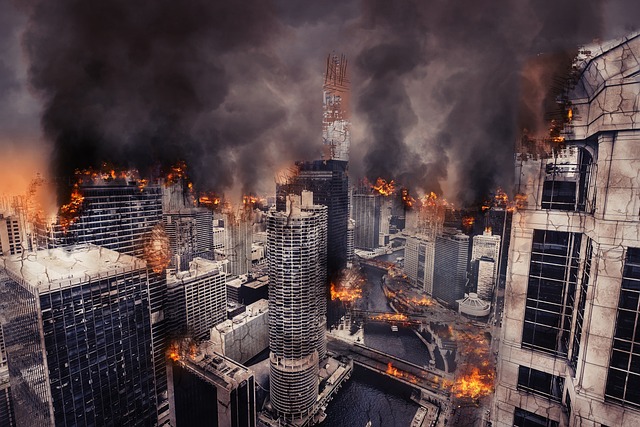 전쟁중인 도시 사진입니다.