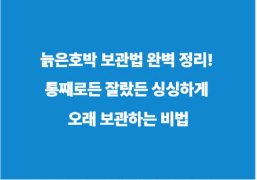 늙은호박 보관법 완벽 정리! 통째로든 잘랐든 싱싱하게 오래 보관하는 비법