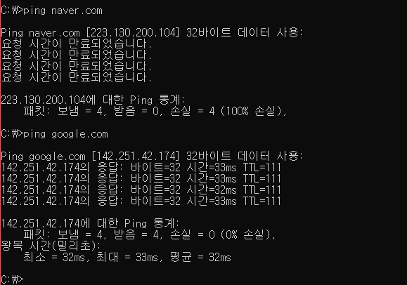 핑테스트-응답시간