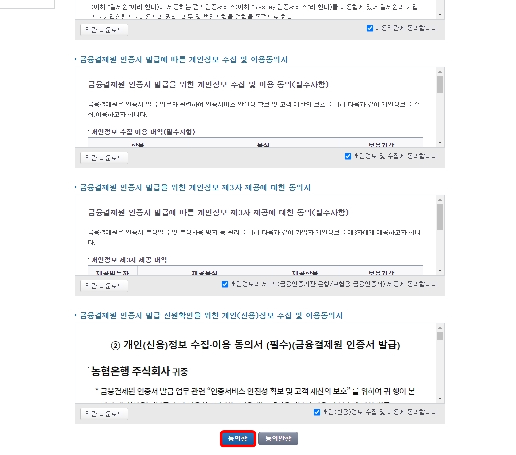 이용약관 동의함