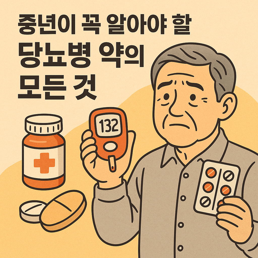 당뇨약을 들고 있는 중년