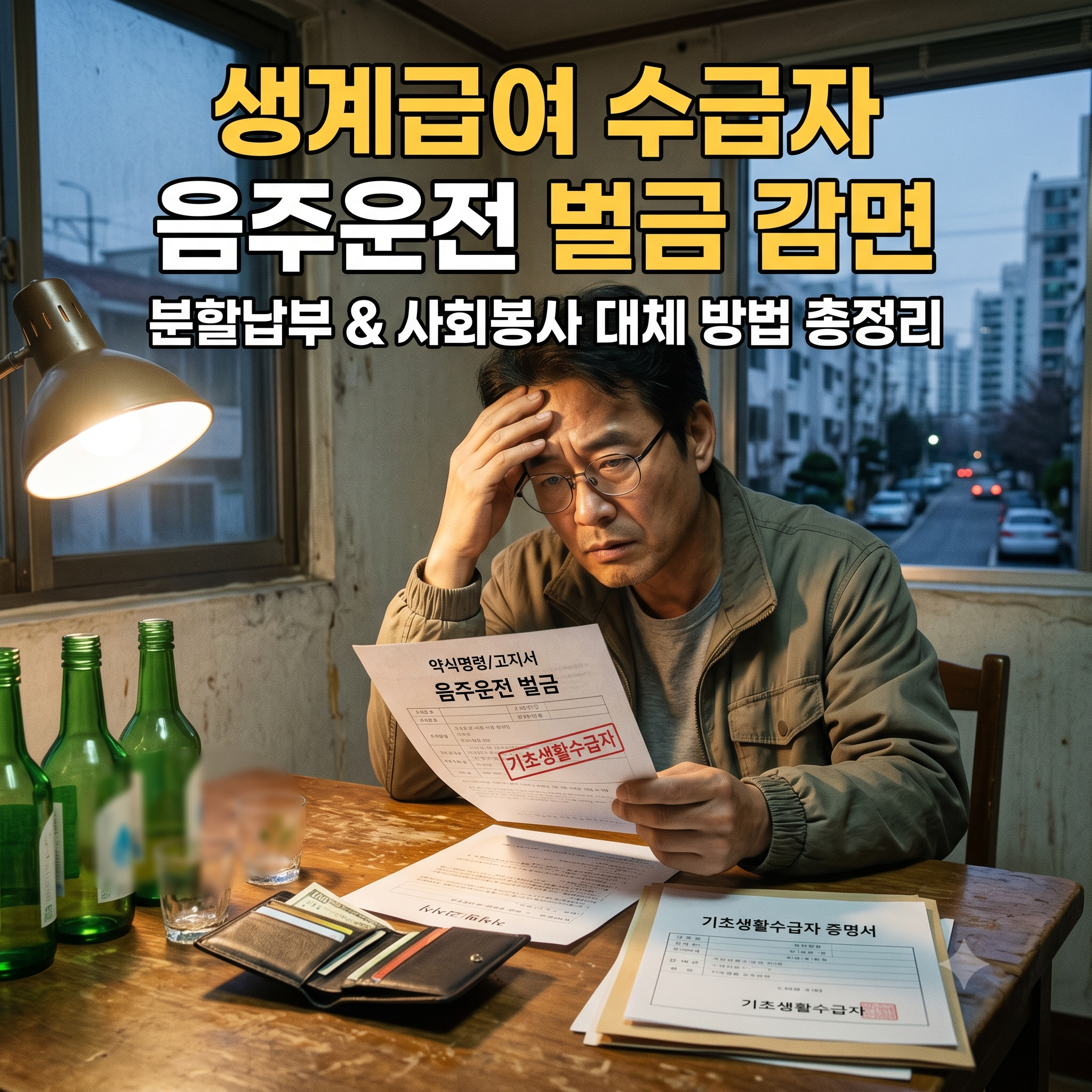 생계급여 수급자 음주운전 벌금 감면 가능한가요? 분할납부 및 사회봉사 대체 방법 총정리