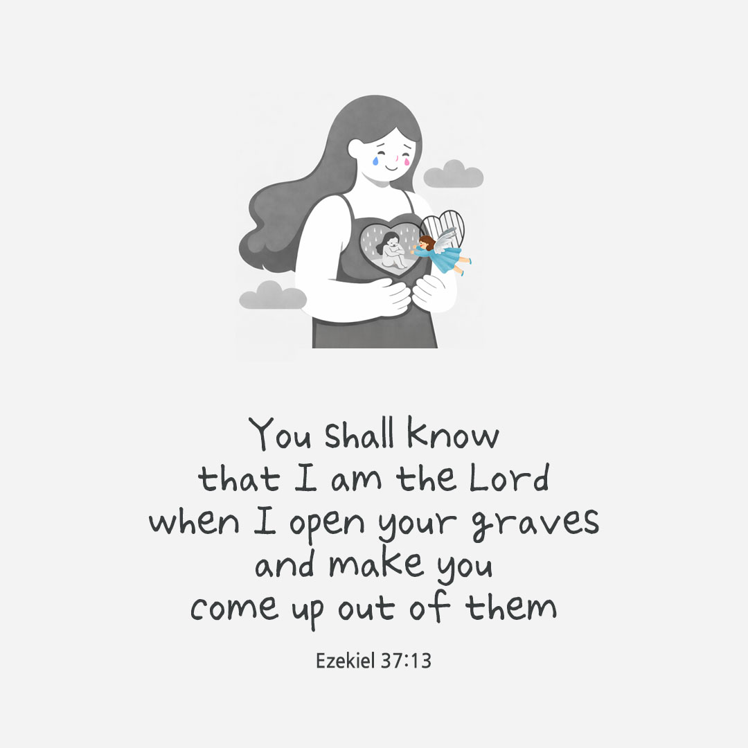 You shall know that I am the Lord, when I open your graves and make you come up out of them. (Ezekiel 37:13) pieonane Daily Bible quote image