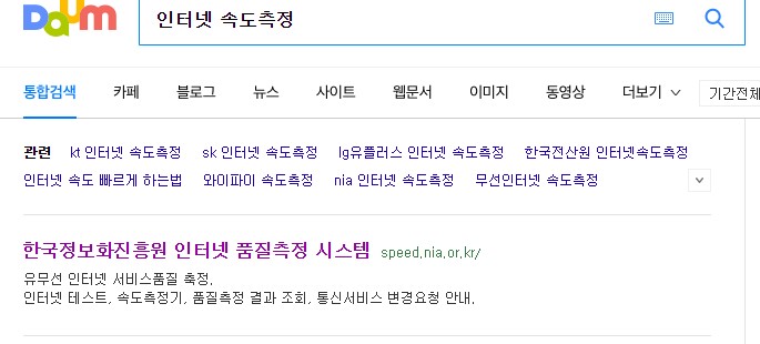 인터넷 속도 측정 검색