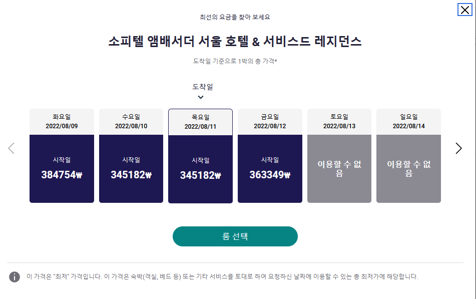 소피텔 숙박권 사용
