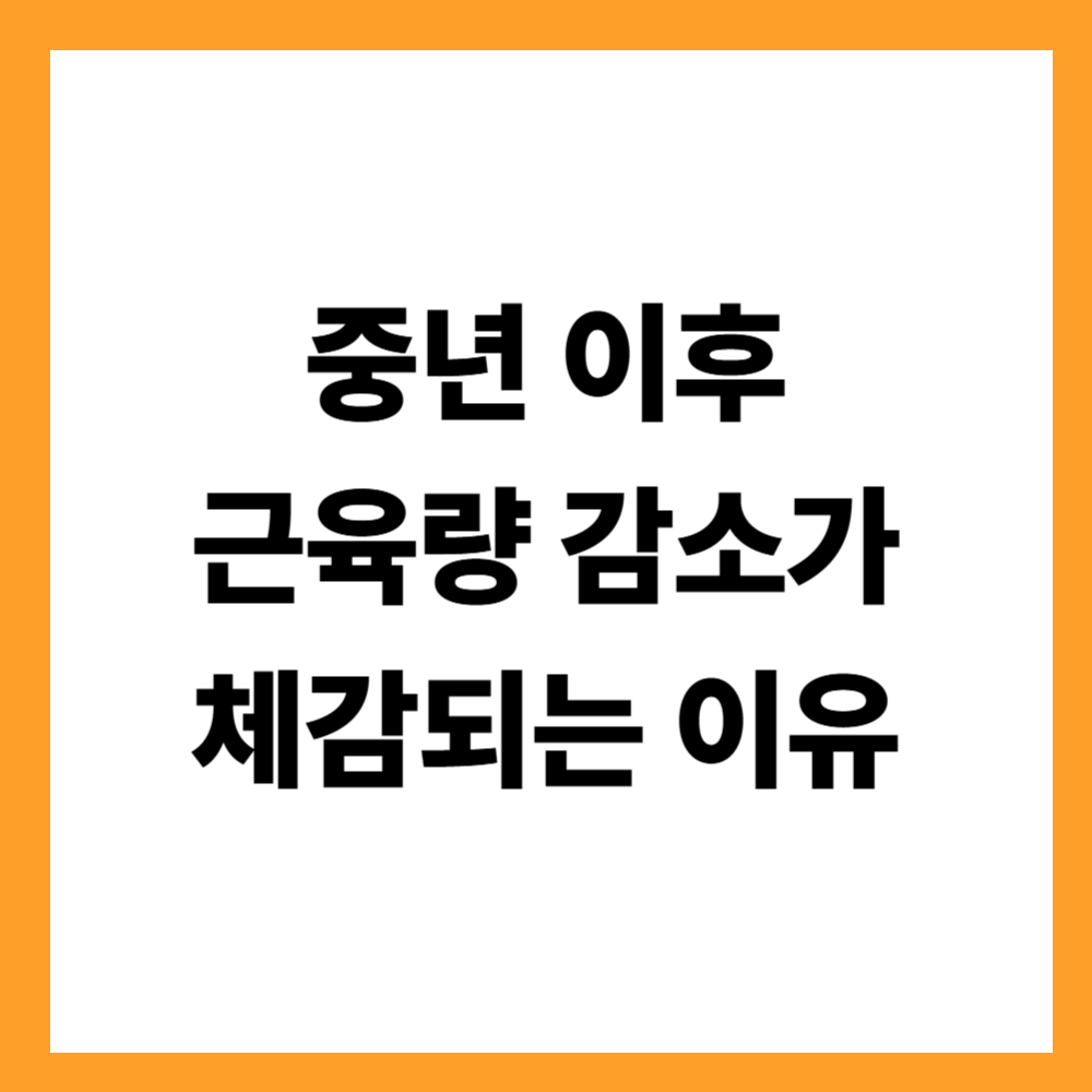 중년 이후 근육량 감소가 체감되는 이유