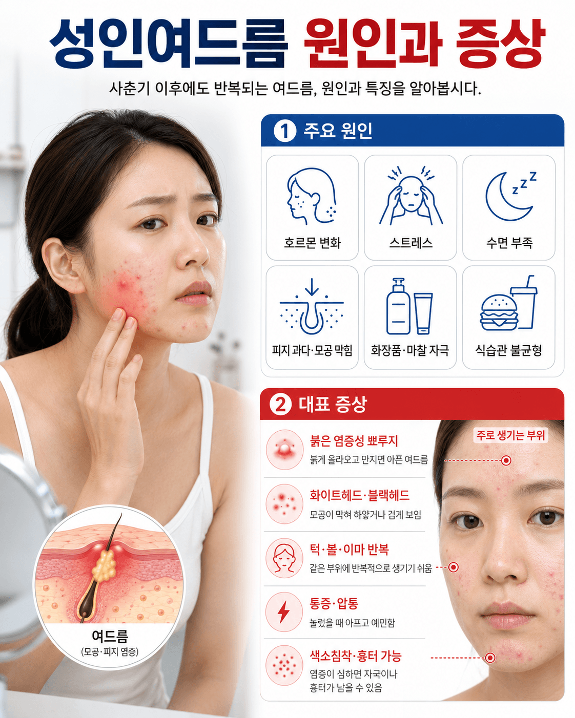 성인여드름 원인과 증상