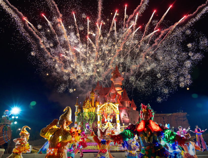 부산 롯데 월드 저녁 불꽃놀이 사진