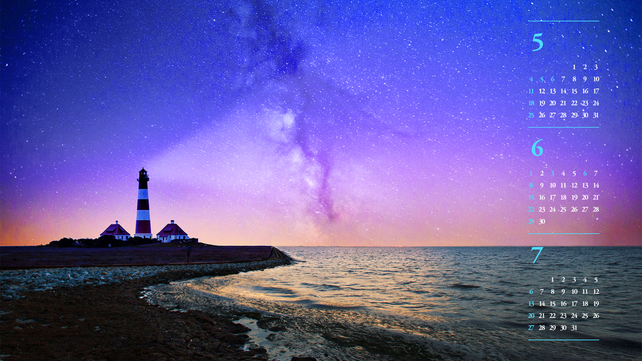 13 등대와 은하수 B - 2025년6월 노트북배경화면