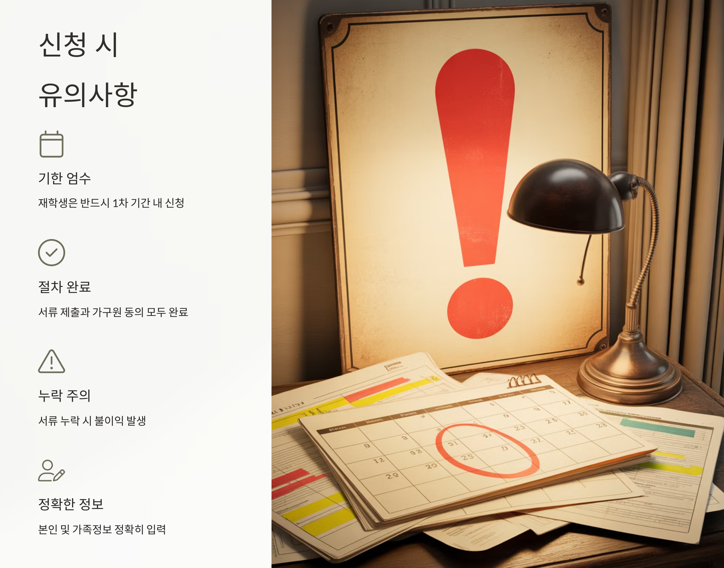 신청 시 유의사항