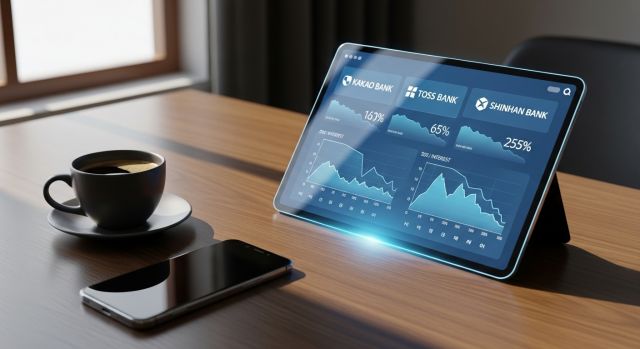 2026년 1금융권 및 2금융권 비상금 대출 금리 하락 추이를 분석하는 금융 대시보드 화면