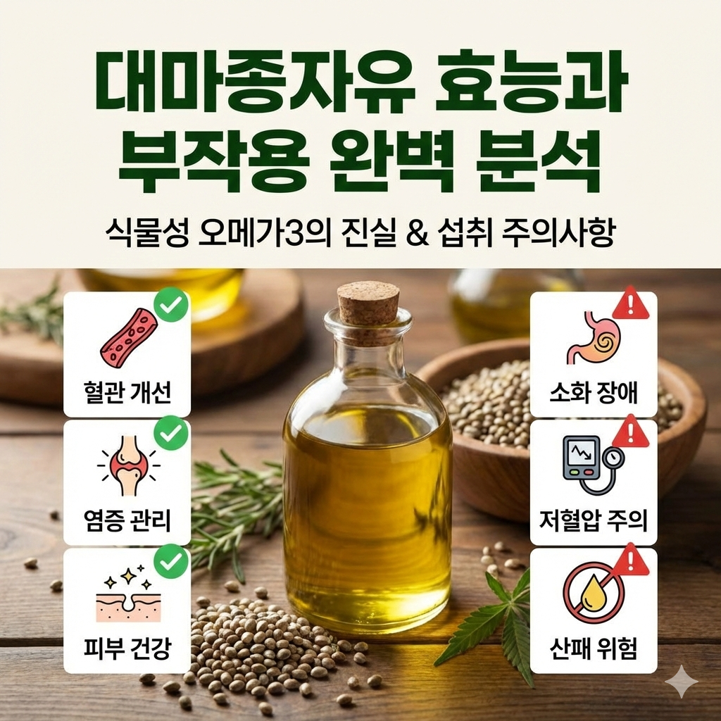 대마종자유 효능과 부작용 완벽 분석 (식물성 오메가3의 진실)