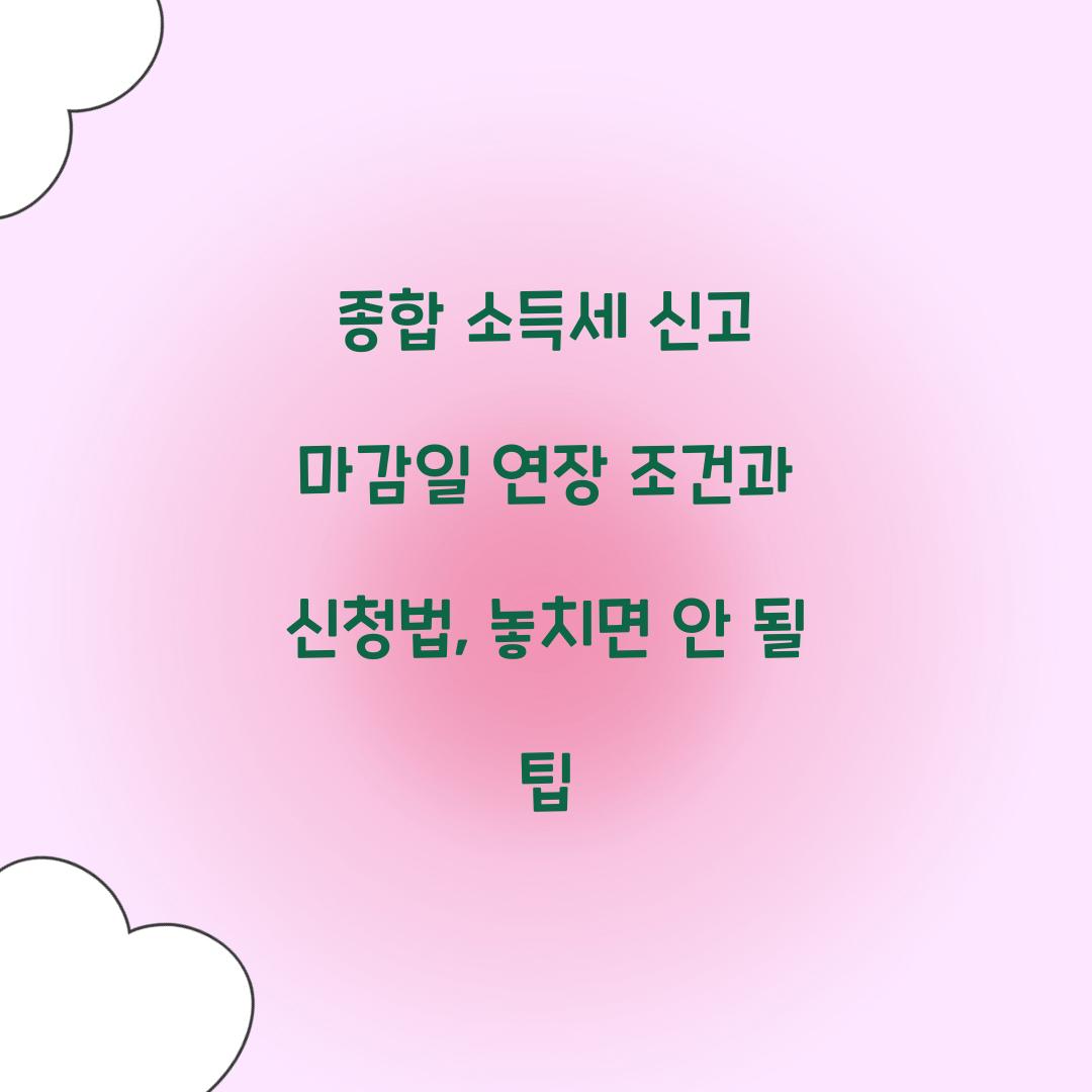 종합 소득세 신고 마감일 연장 조건과 신청법