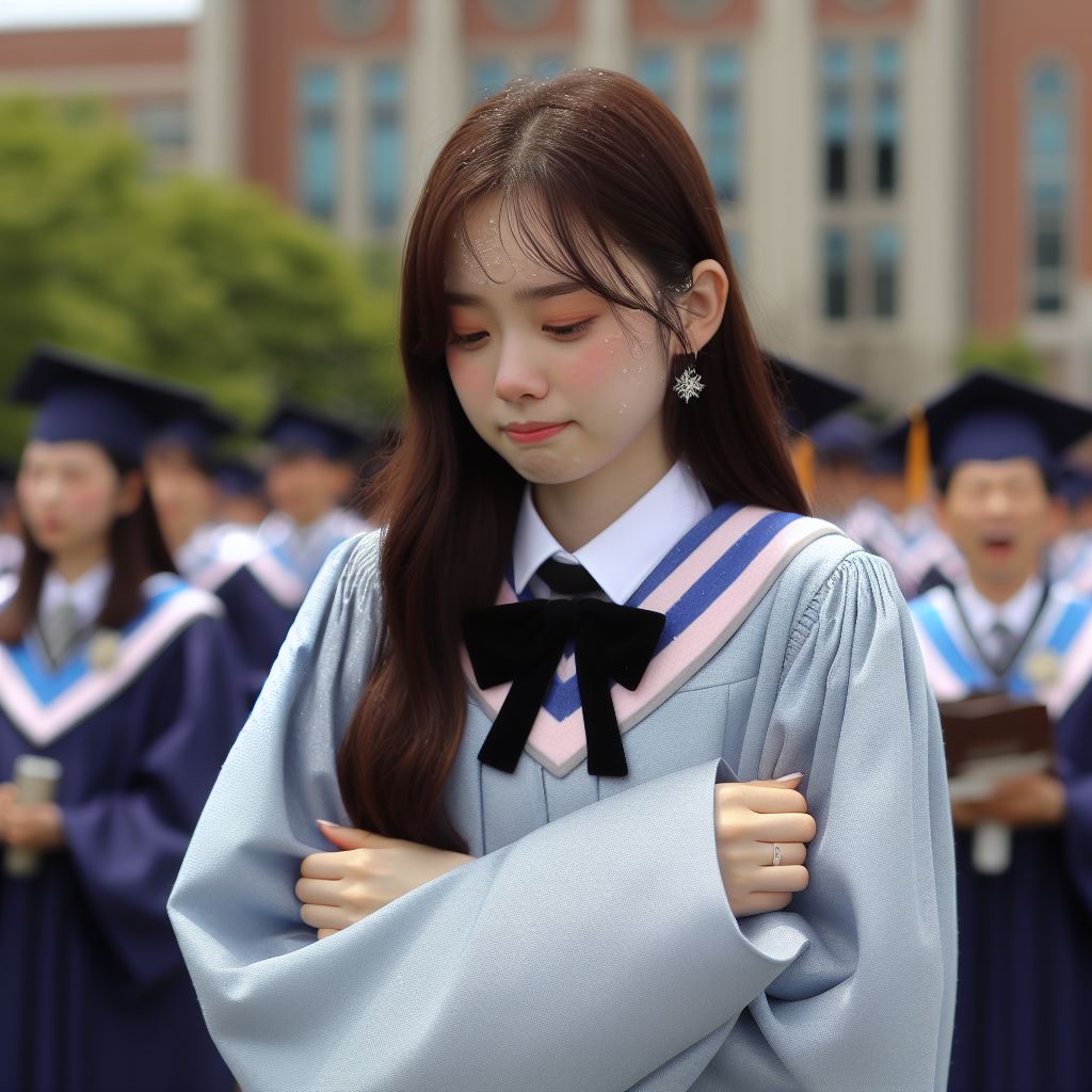 졸업식 추위에 떠는 사진