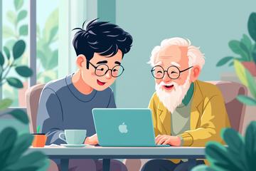 동사무소에 기초연금 신청하는 노인