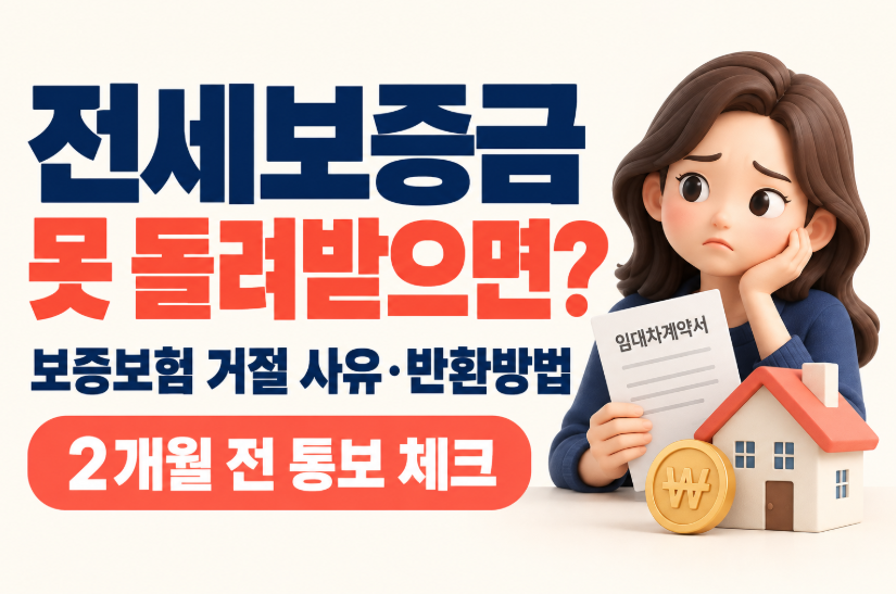 전세보증금 못 돌려받으면?｜HUG 5조원 미회수&middot;보증보험 거절 사유 54%&middot;2개월 전 통보&middot;반환방법 총정리