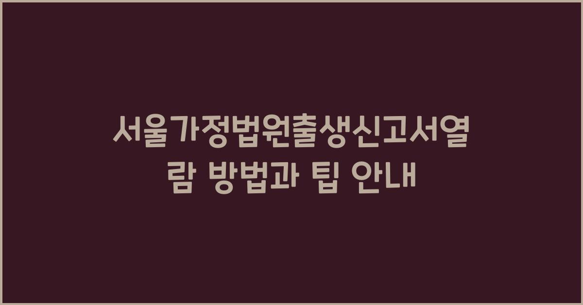 서울가정법원출생신고서열람