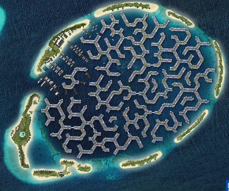 물에 잠기고 있는 몰디브가 내놓은 긴급 대책은? VIDEO:Incredible images of the world's first floating city set in Maldives