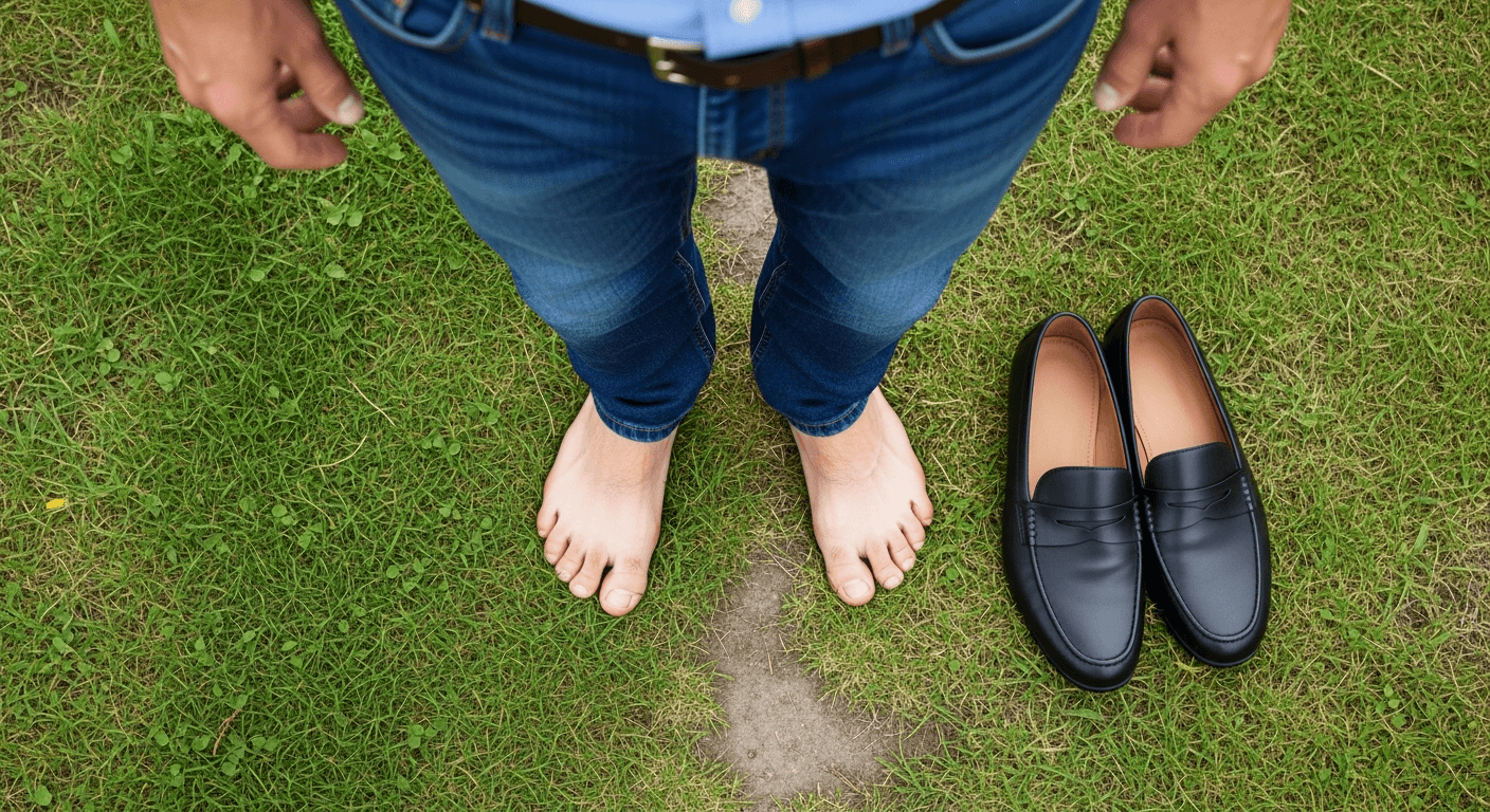 신발을 벗고 땅과 직접 접촉하여 체내 염증을 완화하고 생체 에너지를 충전하는 어싱(Earthing) 바이오해킹