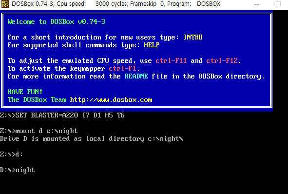 도스박스 명령어 입력