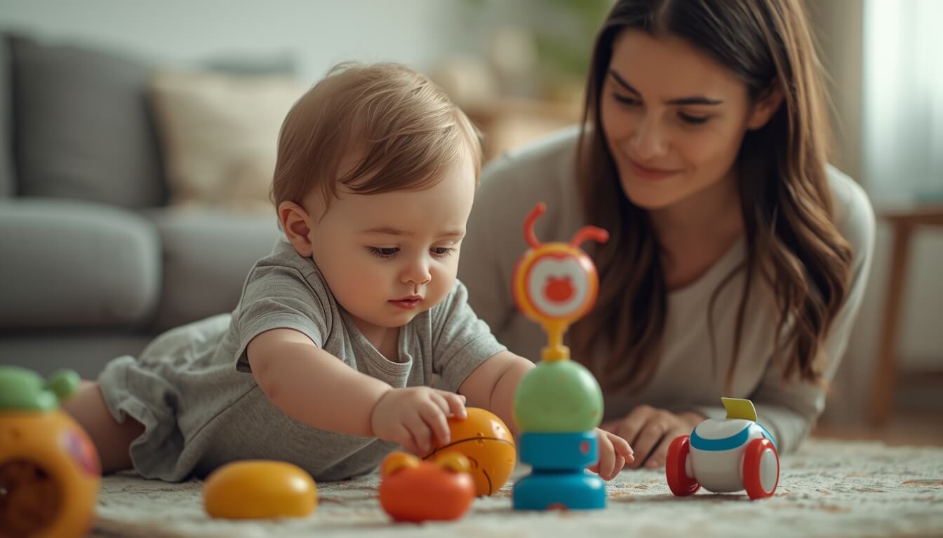 동생의 장난감을 가지고 노는 첫째 아이의 모습
