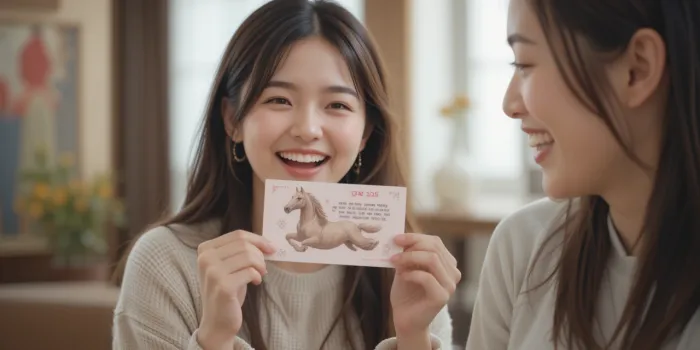운세 내용을 함께 읽으며 웃는 모습&amp;#44; 밝고 친근한 분위기