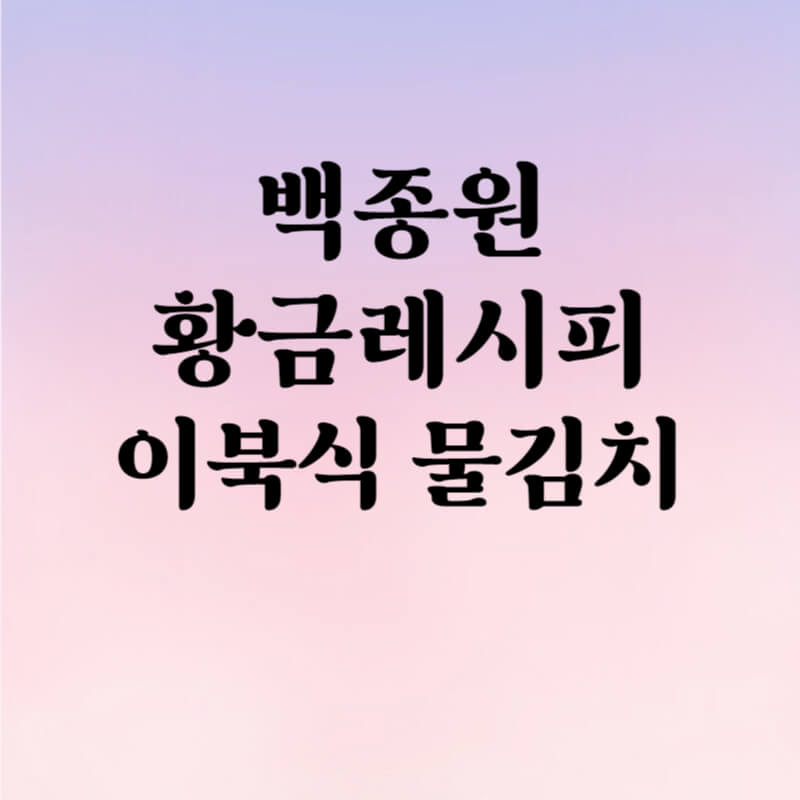 백종원 황금레시피 이북식 물김치만들기