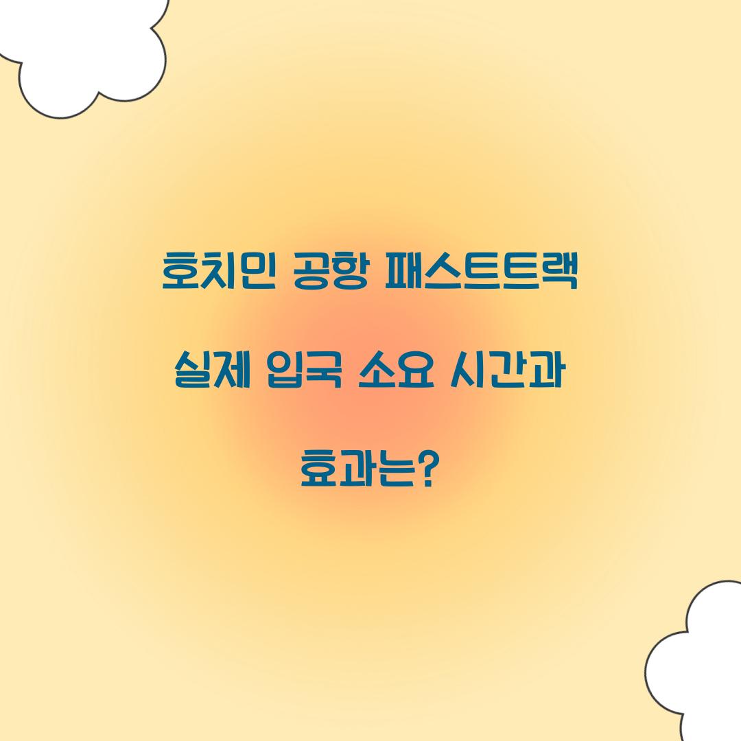 호치민 공항 패스트트랙 실제 입국