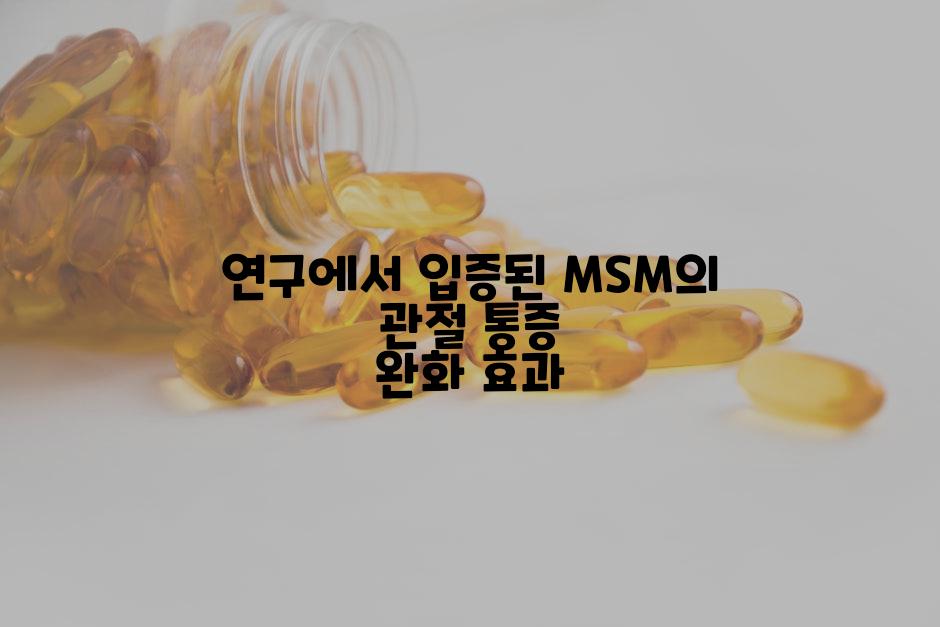 연구에서 입증된 MSM의 관절 통증 완화 효과
