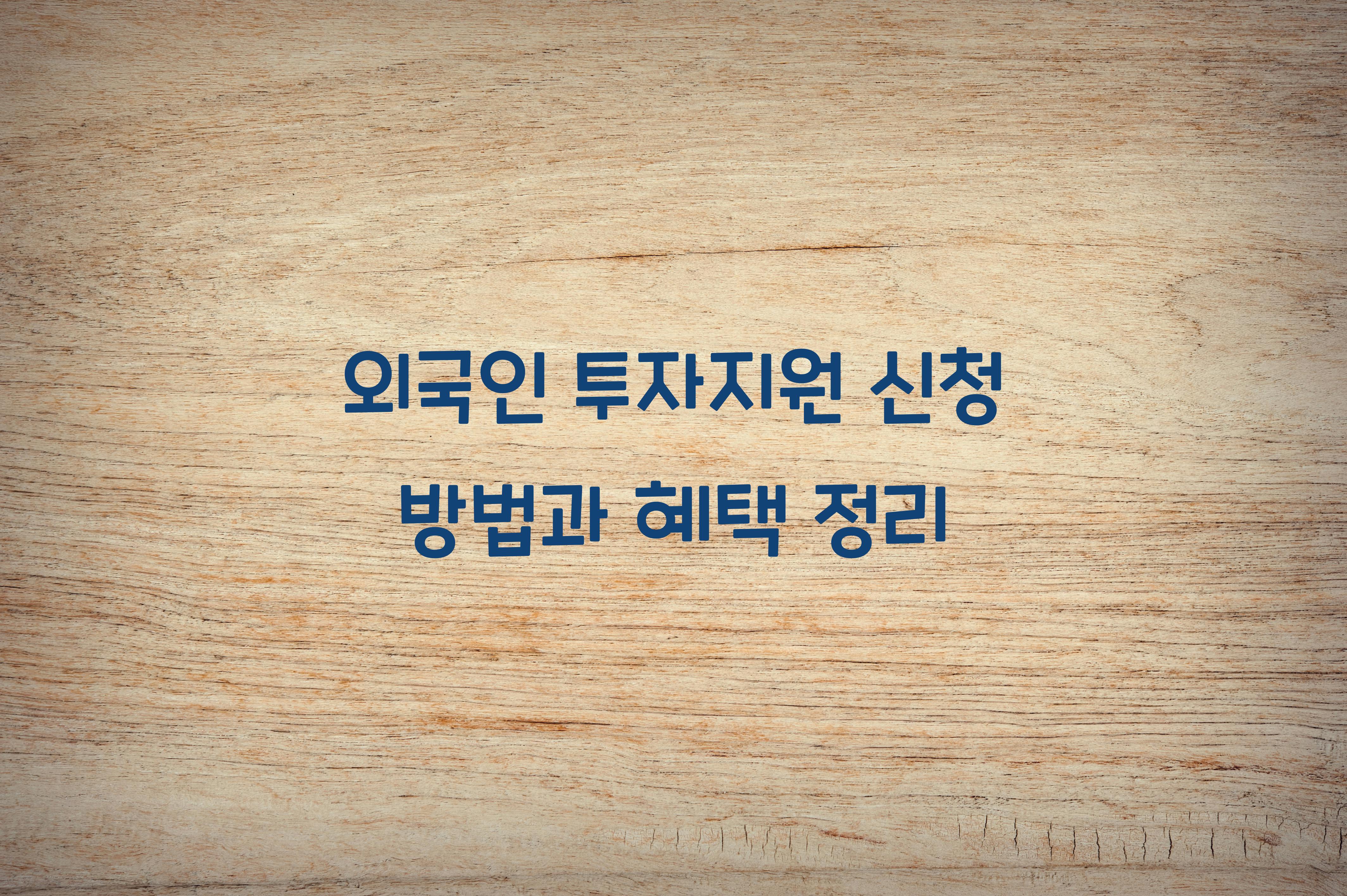 외국인 투자지원 신청