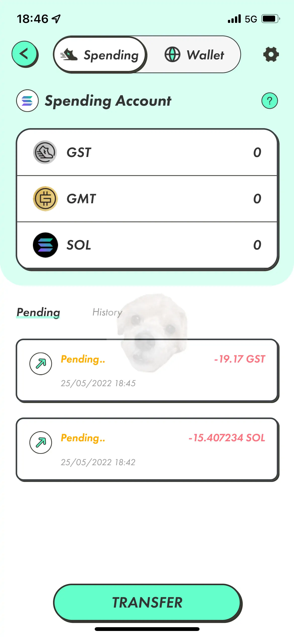 솔체인 지갑으로 자산 전송 사진