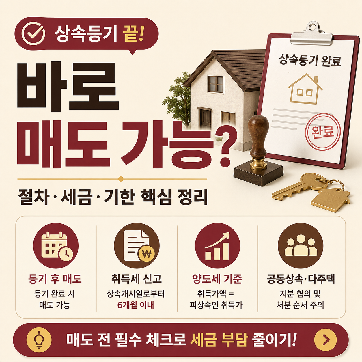 상속등기 후 주택 매도 절차와 세금을 확인하는 이미지
