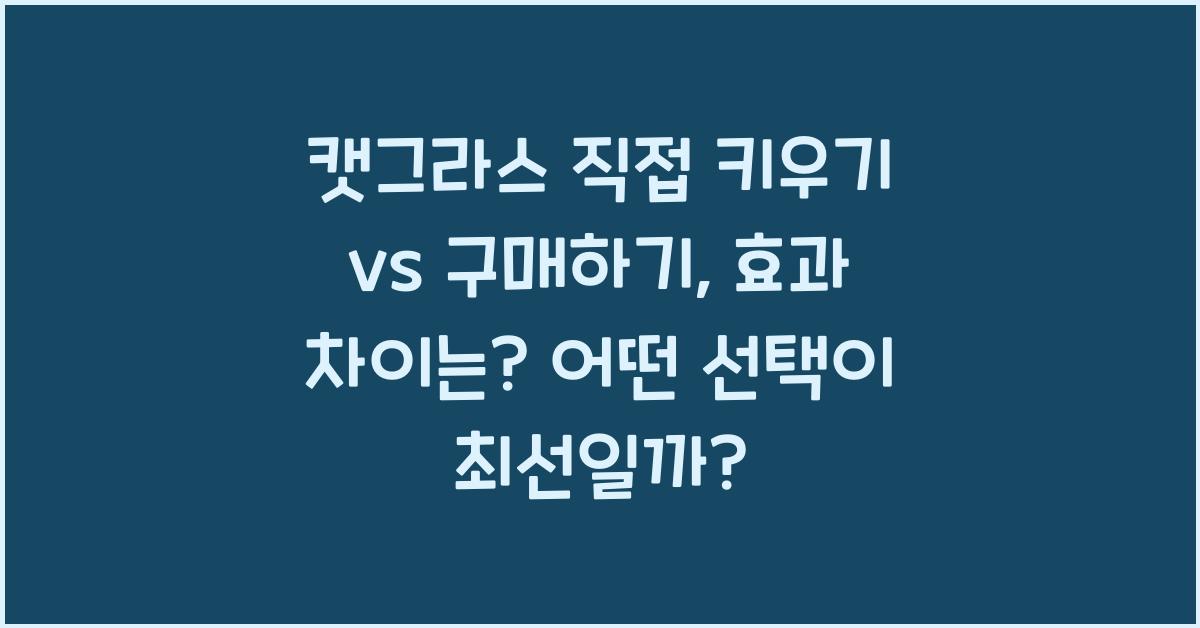 캣그라스 직접 키우기 vs 구매하기, 효과 차이는?