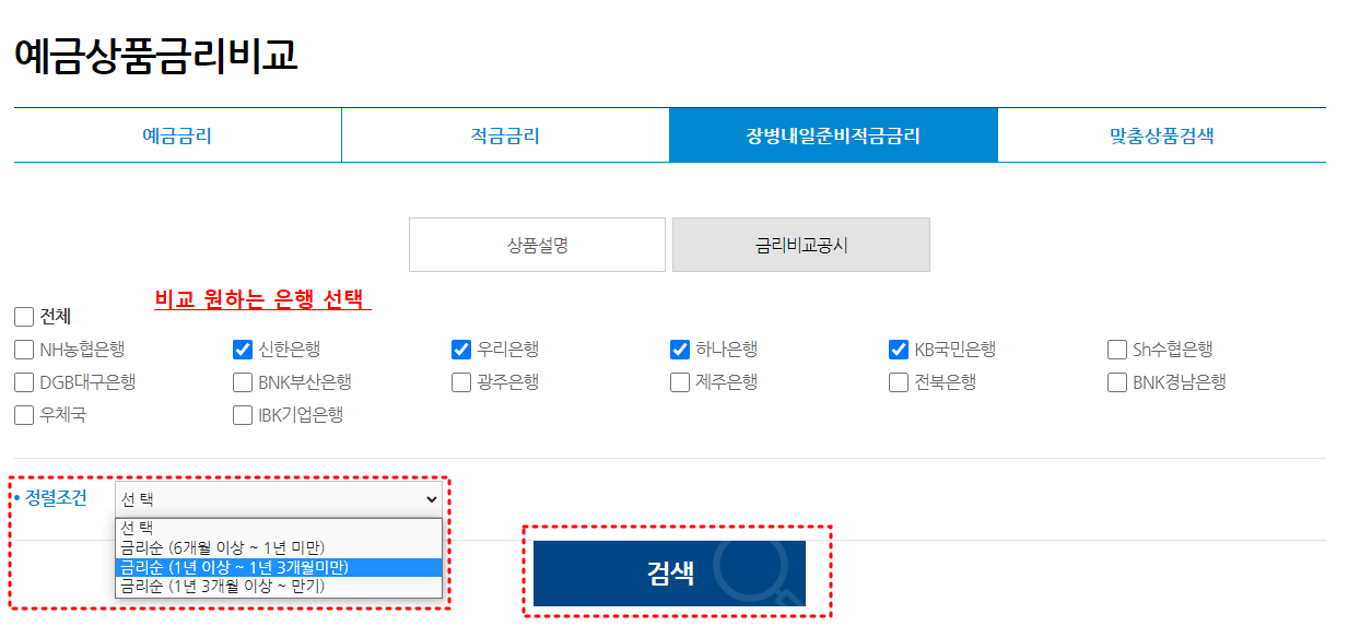 은행연합회 금리비교 방법