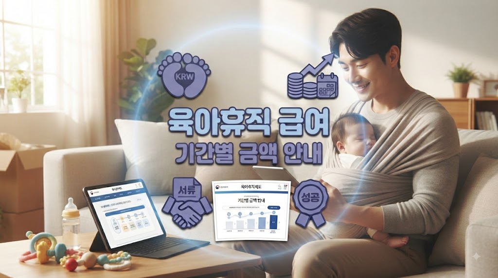육아휴직 중인 남편이 신생아를 안고 있는 모습