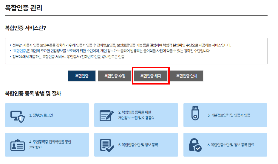 복합인증해지