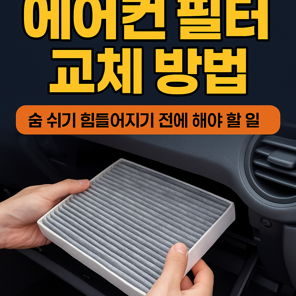 자동차 에어컨 필터 교체 중인 사람