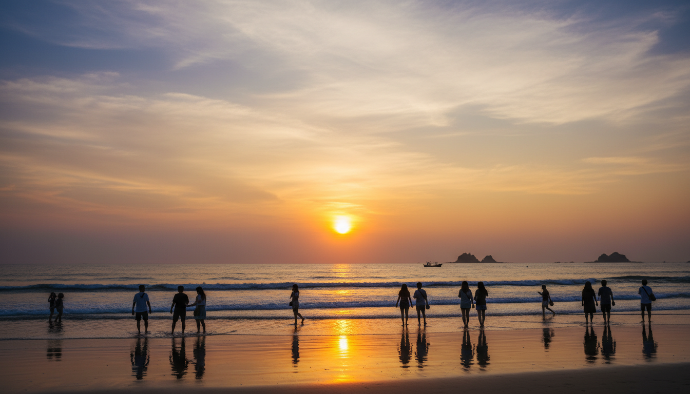 서해안 만리포 해수욕장의 황홀한 오렌지빛 낙조 풍경
