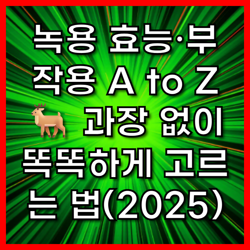 녹용 효능&middot;부작용 A to Z 🦌 과장 없이 똑똑하게 고르는 법(2025)