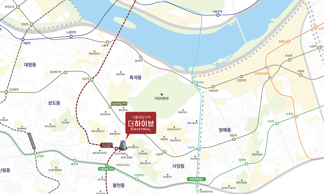 서울대입구역 더하이브 입지도