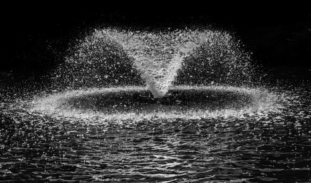 사방으로 물방울이 퍼지는 분수 사진