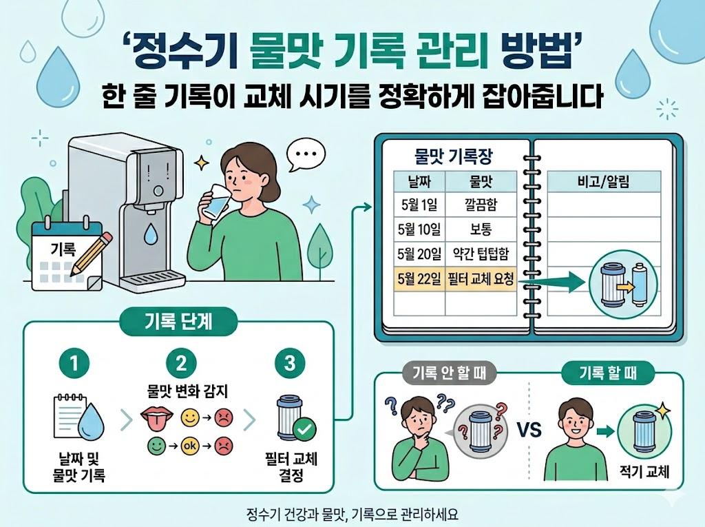 정수기 물맛 기록 관리 방법 이미지