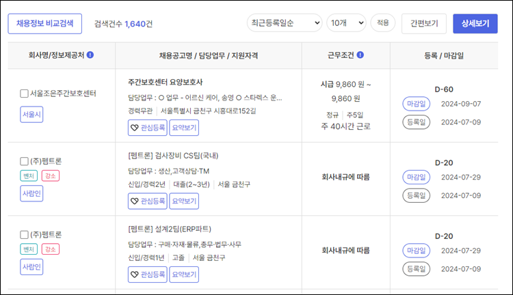 금천구청-구인구직