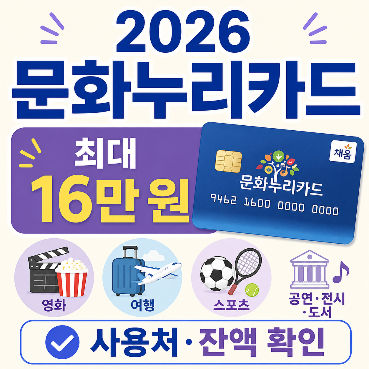 2026 문화누리카드 지원금액과 사용처 안내 썸네일